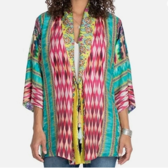 Johnny Was 100% Silk Anastasia Kimono Reversible M - Picture 2 of 16